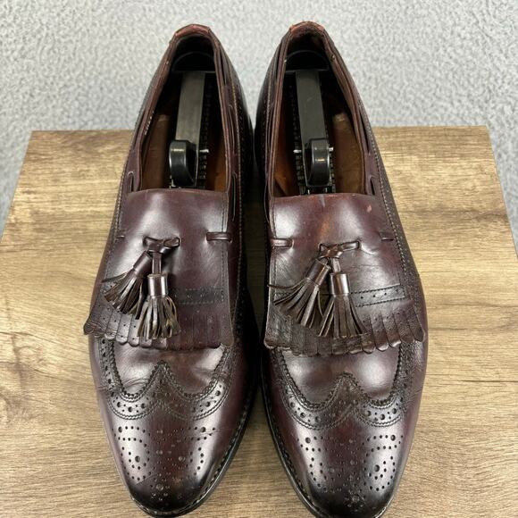 Allen Edmonds Mens 11 Arlington Burgundy Wing-tipped Kiltie Tasseled Shoe Loafer - Picture 4 of 13